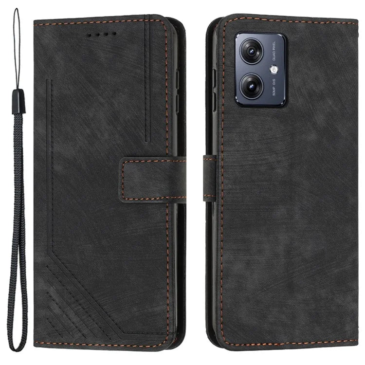Skin-touch Case for Motorola Moto G54 5G Cover PU Leather Stand Phone Shell