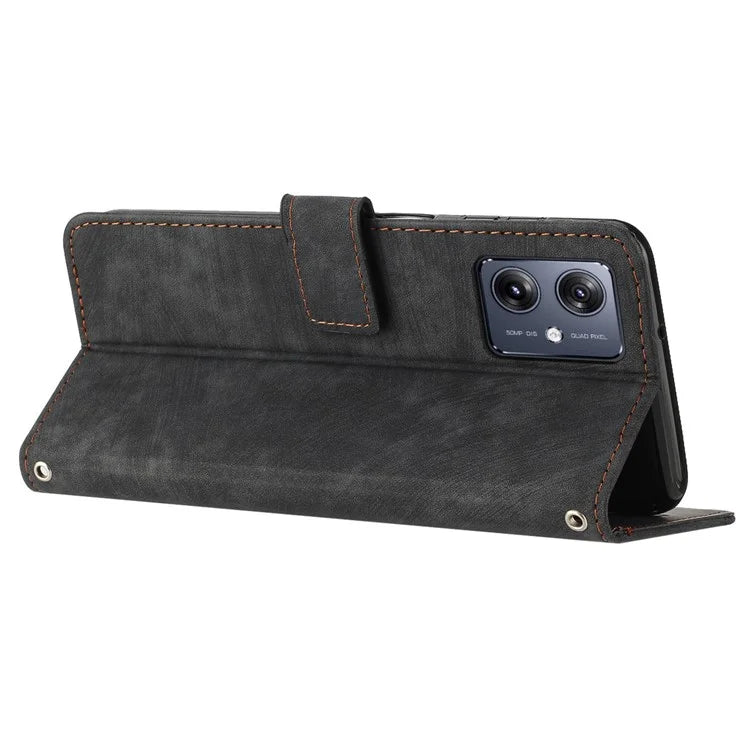 Skin-touch Case for Motorola Moto G54 5G Cover PU Leather Stand Phone Shell