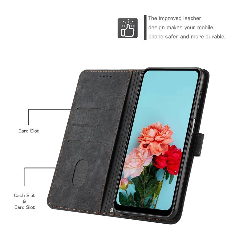 For Samsung Galaxy A05 4G Case Imprint TPU+PU Leather Stand Wallet Phone Protector
