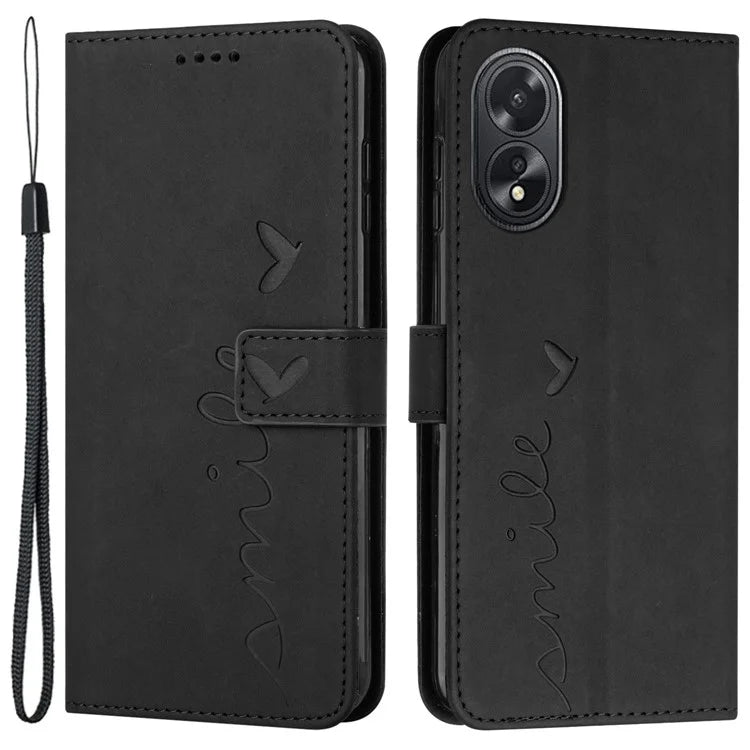 For Oppo A38 4G / A18 4G Case Heart Shape Imprinted Leather Phone Protector