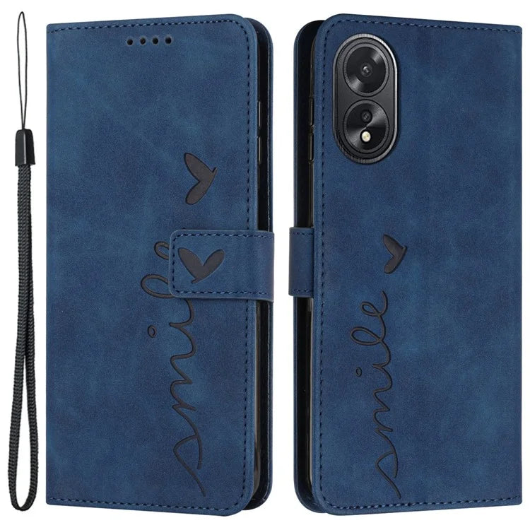 For Oppo A38 4G / A18 4G Case Heart Shape Imprinted Leather Phone Protector