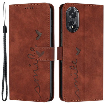 For Oppo A38 4G / A18 4G Case Heart Shape Imprinted Leather Phone Protector