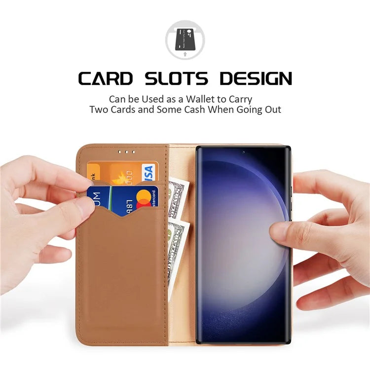 DUX DUCIS Hivo Series for Samsung Galaxy S24 Ultra Phone Case Cowhide Leather Wallet Flip Cover