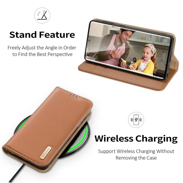 DUX DUCIS Hivo Series for Samsung Galaxy S24 Ultra Phone Case Cowhide Leather Wallet Flip Cover