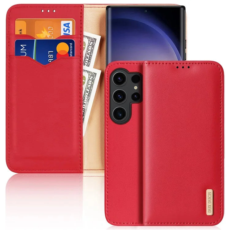 DUX DUCIS Hivo Series for Samsung Galaxy S24 Ultra Phone Case Cowhide Leather Wallet Flip Cover