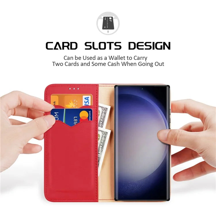 DUX DUCIS Hivo Series for Samsung Galaxy S24 Ultra Phone Case Cowhide Leather Wallet Flip Cover
