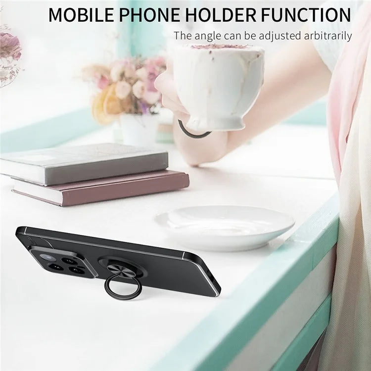 For Xiaomi 14 Case Anti-Scratch Finger Ring Kickstand Flexible TPU Phone Protective Cover
