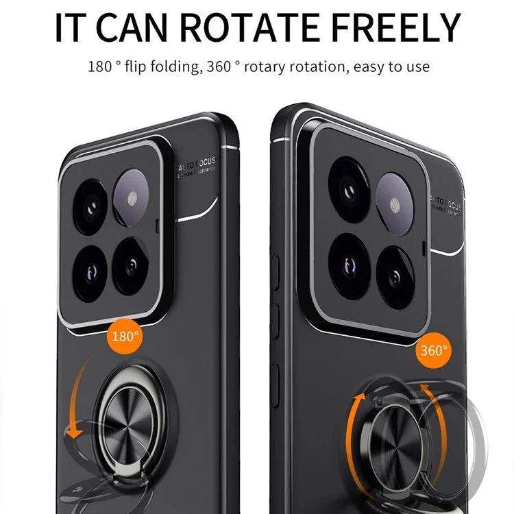 For Xiaomi 14 Pro Case Shockproof Finger Ring Holder TPU Phone Cover with Kickstand