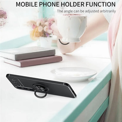 For Samsung Galaxy S24 Case Anti-Scratch Ring Kickstand TPU Phone Cover  /  Red