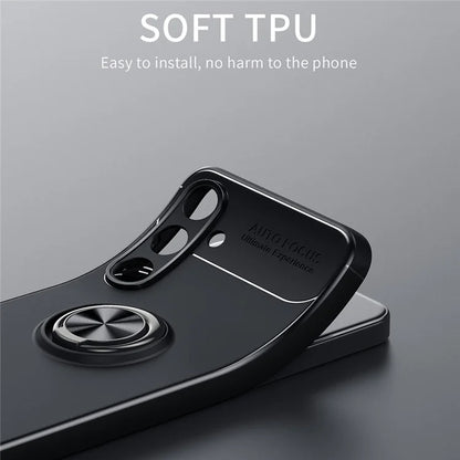 For Samsung Galaxy S24 Case Anti-Scratch Ring Kickstand TPU Phone Cover  /  Red