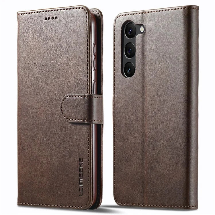 LC.IMEEKE For Samsung Galaxy S24+ Case Calf Texture Leather Stand Phone Protective Cover