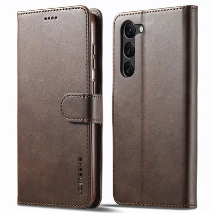 LC.IMEEKE For Samsung Galaxy S24+ Case Calf Texture Leather Stand Phone Protective Cover