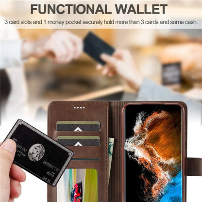 LC.IMEEKE For Samsung Galaxy S24+ Case Calf Texture Leather Stand Phone Protective Cover