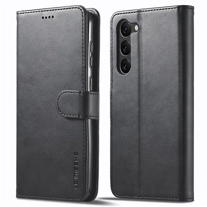 LC.IMEEKE For Samsung Galaxy S24+ Case Calf Texture Leather Stand Phone Protective Cover