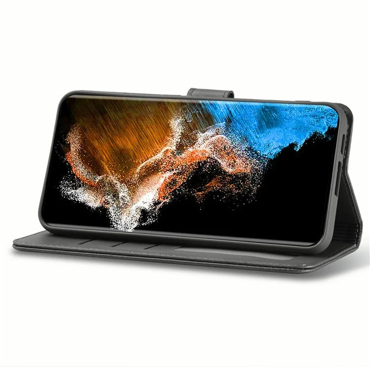 LC.IMEEKE For Samsung Galaxy S24+ Case Calf Texture Leather Stand Phone Protective Cover