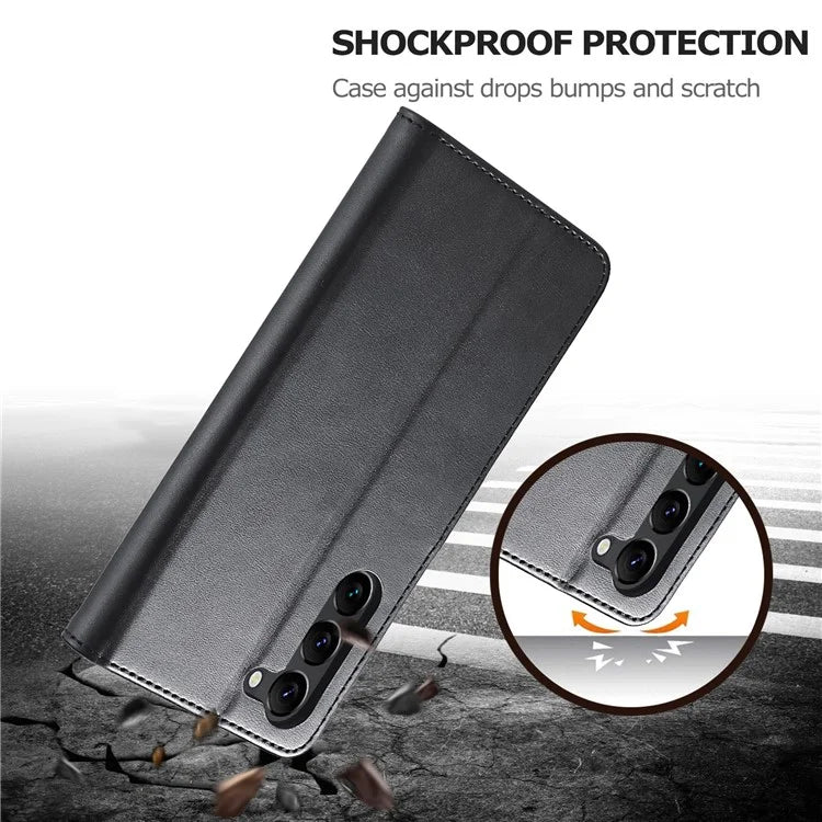 LC.IMEEKE For Samsung Galaxy S24+ Case Calf Texture Leather Stand Phone Protective Cover