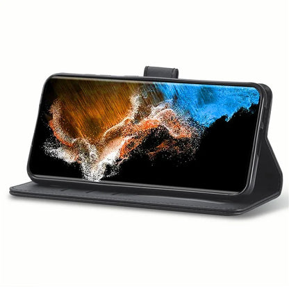 LC.IMEEKE For Samsung Galaxy S24+ Case Calf Texture Leather Stand Phone Protective Cover