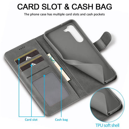 LC.IMEEKE For Samsung Galaxy S24+ Case Calf Texture Leather Stand Phone Protective Cover