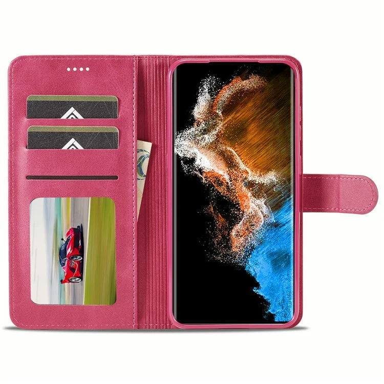 LC.IMEEKE For Samsung Galaxy S24+ Case Calf Texture Leather Stand Phone Protective Cover