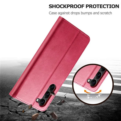 LC.IMEEKE For Samsung Galaxy S24+ Case Calf Texture Leather Stand Phone Protective Cover