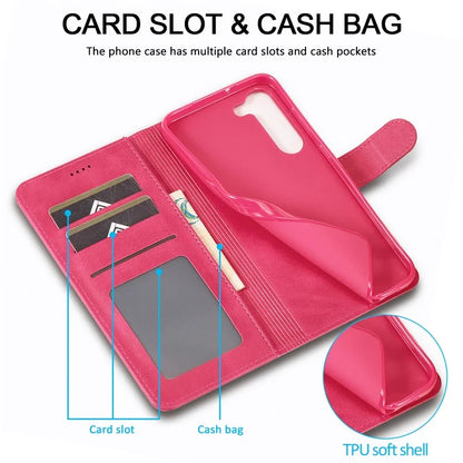 LC.IMEEKE For Samsung Galaxy S24+ Case Calf Texture Leather Stand Phone Protective Cover
