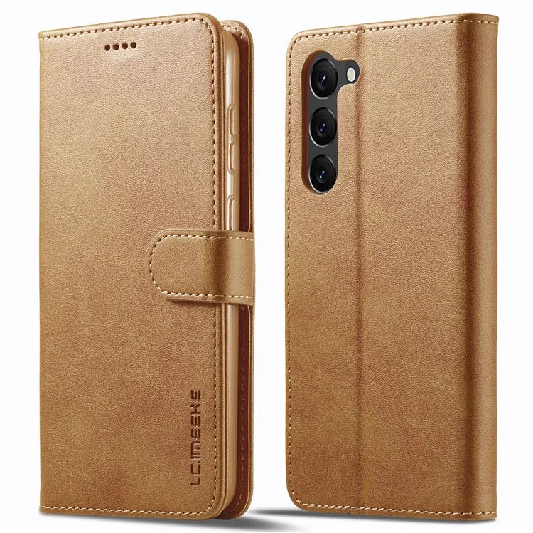 LC.IMEEKE For Samsung Galaxy S24+ Case Calf Texture Leather Stand Phone Protective Cover