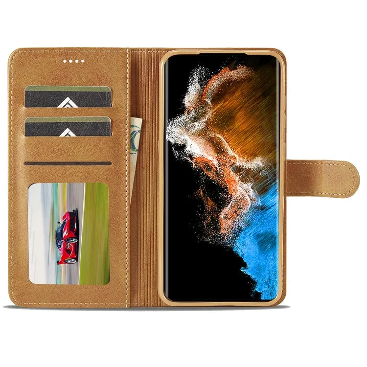LC.IMEEKE For Samsung Galaxy S24+ Case Calf Texture Leather Stand Phone Protective Cover