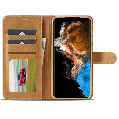 LC.IMEEKE For Samsung Galaxy S24+ Case Calf Texture Leather Stand Phone Protective Cover