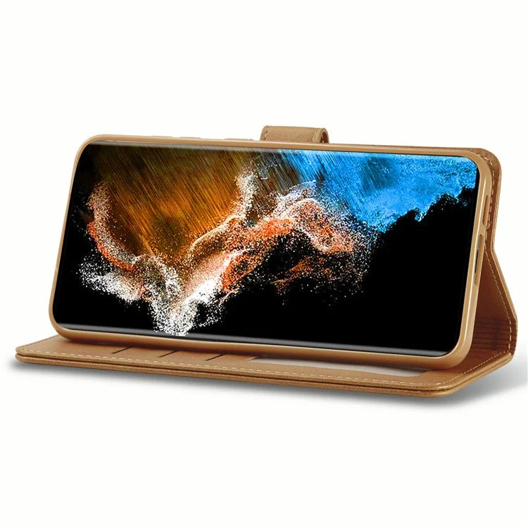 LC.IMEEKE For Samsung Galaxy S24+ Case Calf Texture Leather Stand Phone Protective Cover