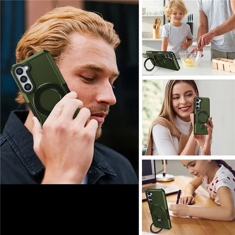 For Samsung Galaxy S23+ Case TPU+PC Ring Kickstand Smartphone Back Shell