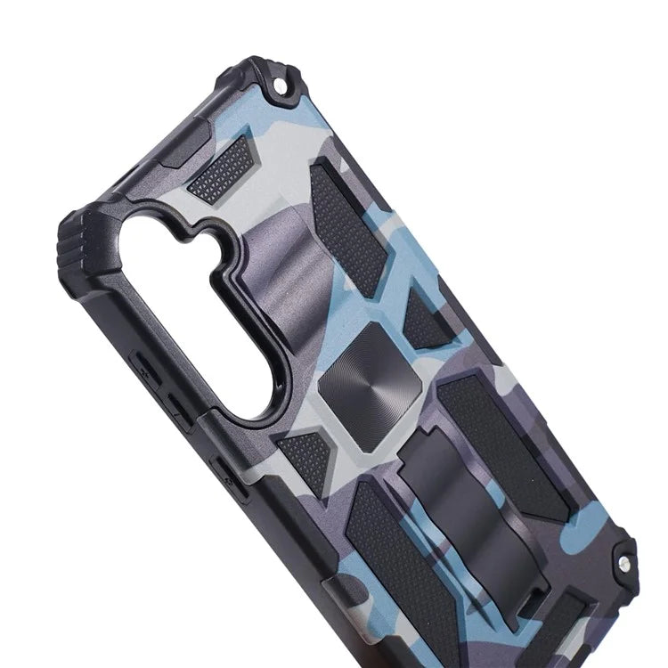For Samsung Galaxy S24 Camouflage Pattern Case Kickstand TPU+PC Phone Cover