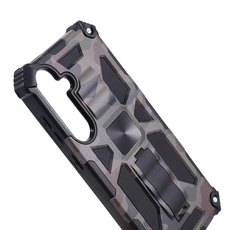 For Samsung Galaxy S24 Camouflage Pattern Case Kickstand TPU+PC Phone Cover
