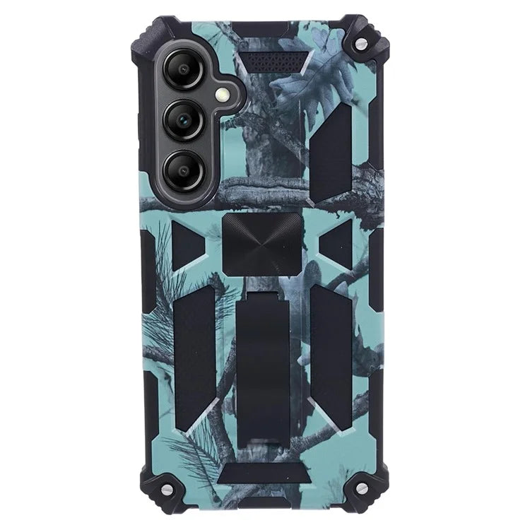 For Samsung Galaxy S24 Camouflage Pattern Case Kickstand TPU+PC Phone Cover