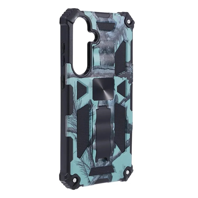 For Samsung Galaxy S24 Camouflage Pattern Case Kickstand TPU+PC Phone Cover