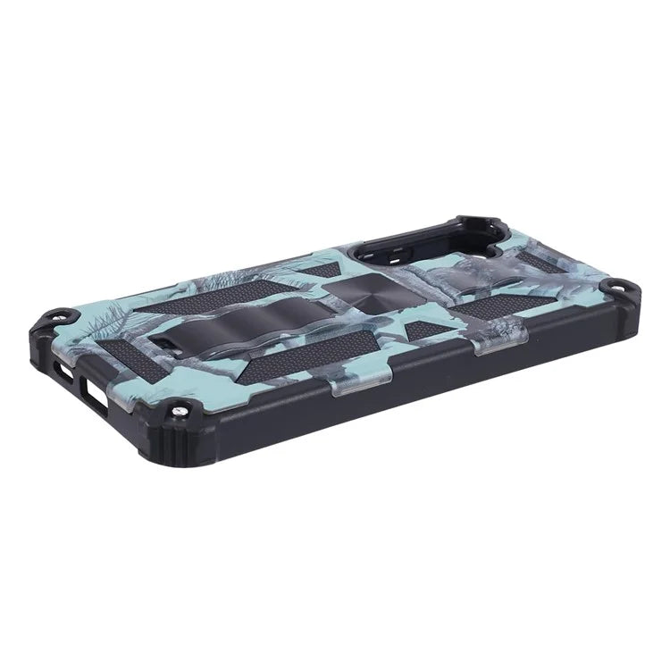 For Samsung Galaxy S24 Camouflage Pattern Case Kickstand TPU+PC Phone Cover