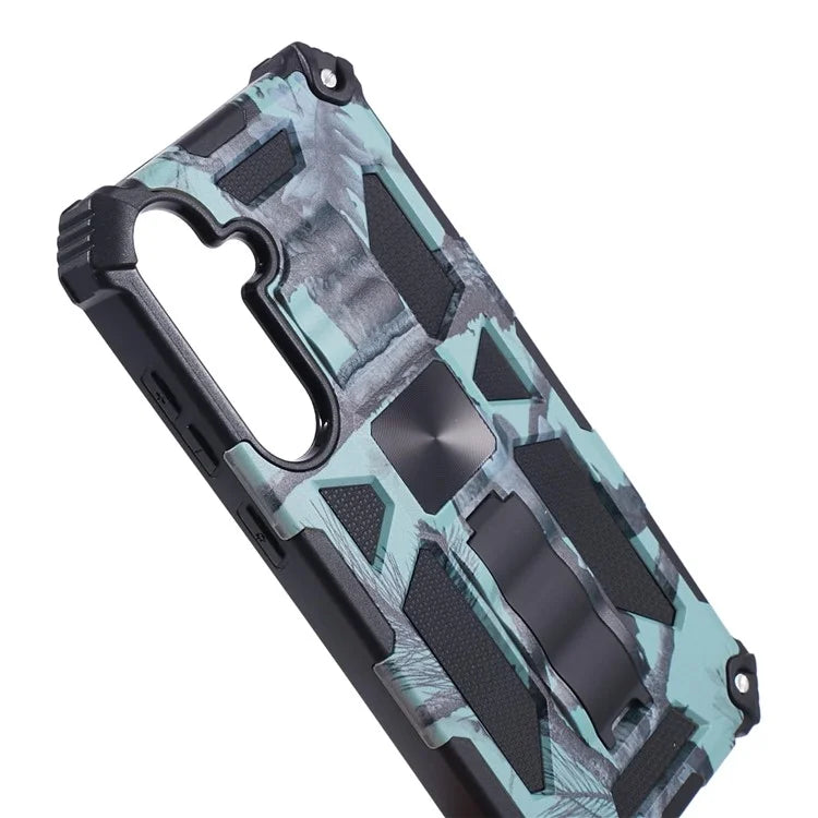 For Samsung Galaxy S24 Camouflage Pattern Case Kickstand TPU+PC Phone Cover