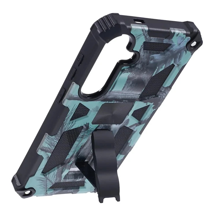 For Samsung Galaxy S24 Camouflage Pattern Case Kickstand TPU+PC Phone Cover