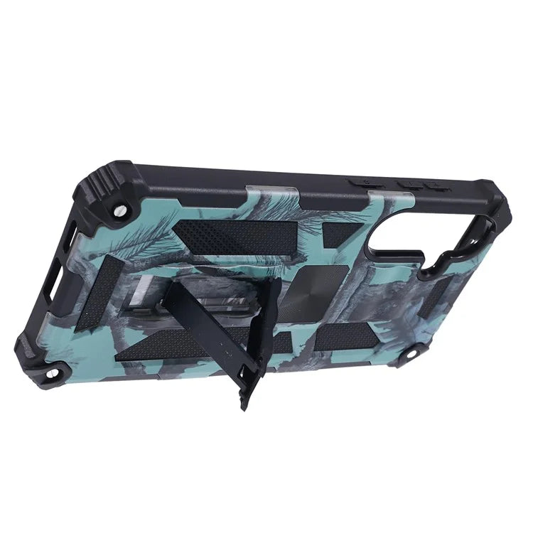 For Samsung Galaxy S24 Camouflage Pattern Case Kickstand TPU+PC Phone Cover