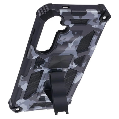 For Samsung Galaxy S24 Camouflage Pattern Case Kickstand TPU+PC Phone Cover