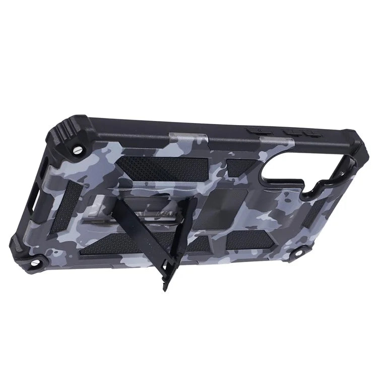 For Samsung Galaxy S24 Camouflage Pattern Case Kickstand TPU+PC Phone Cover