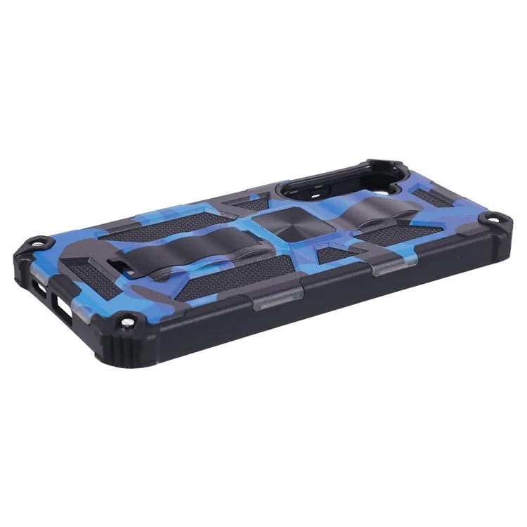 For Samsung Galaxy S24 Camouflage Pattern Case Kickstand TPU+PC Phone Cover