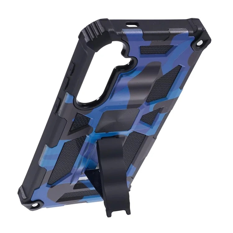 For Samsung Galaxy S24 Camouflage Pattern Case Kickstand TPU+PC Phone Cover