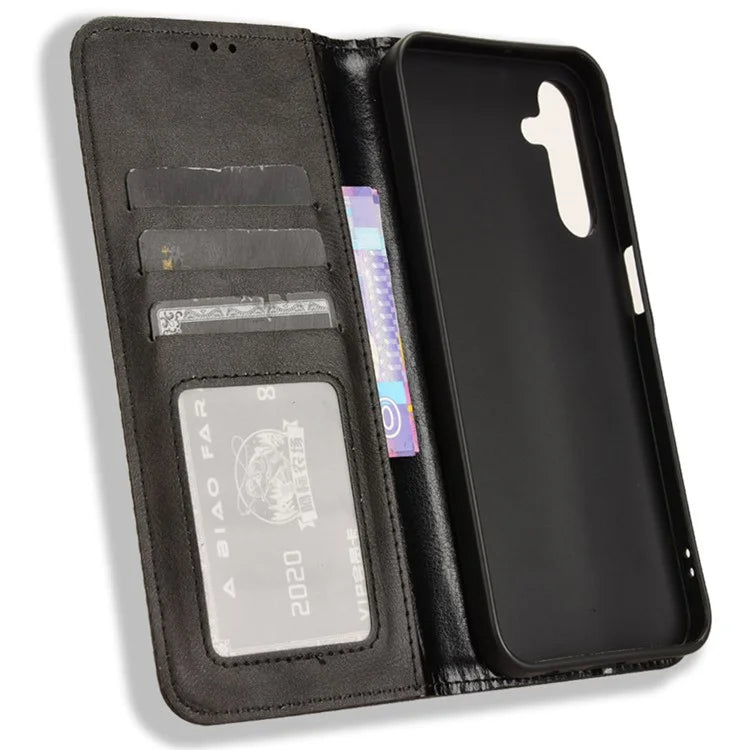 For Samsung Galaxy A15 5G Leather Case Retro Phone Cover with Wallet Stand