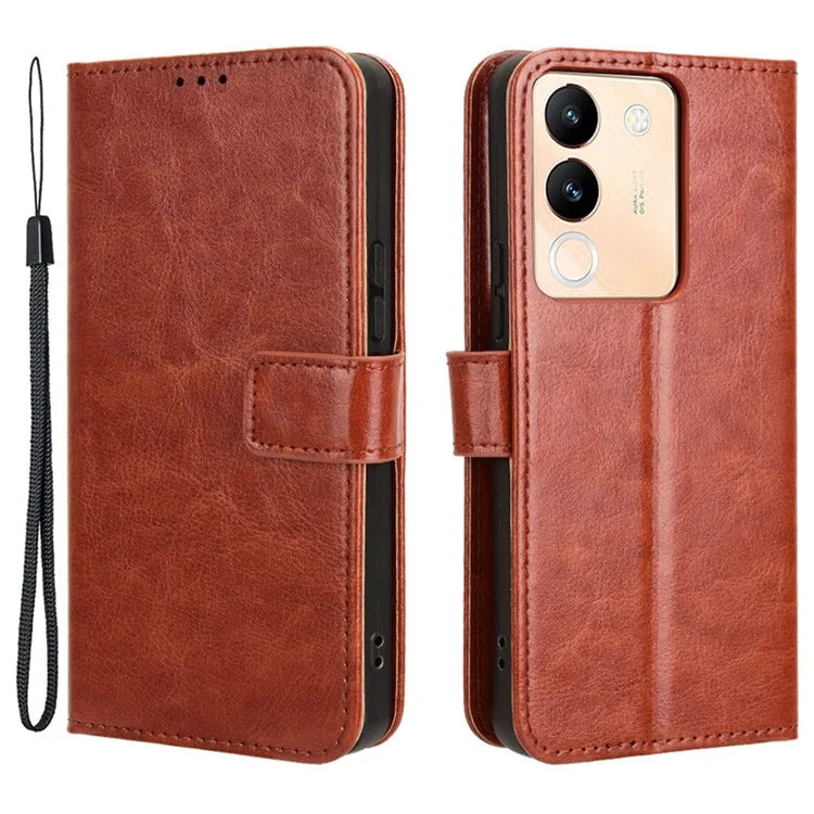For vivo V29e (Global) 5G / Y200 (India) 5G Case Wallet Stand Crazy Horse Texture Phone Cover