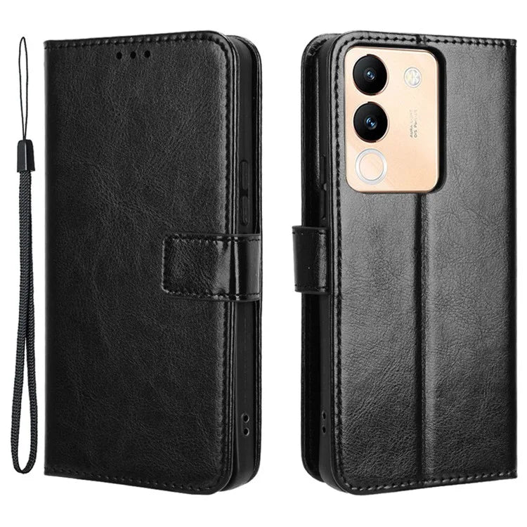 For vivo V29e (Global) 5G / Y200 (India) 5G Case Wallet Stand Crazy Horse Texture Phone Cover