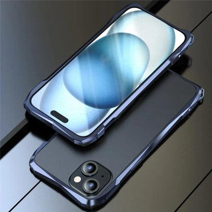 LUPHIE For iPhone 15 Protective Bumper Frame Metal Drop-proof Smart Phone Frame Case