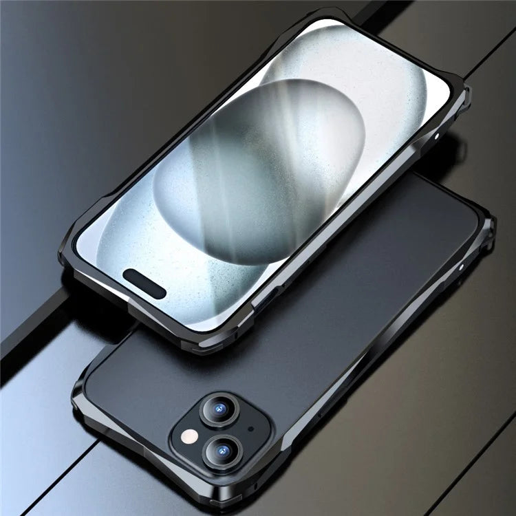 LUPHIE For iPhone 15 Protective Bumper Frame Metal Drop-proof Smart Phone Frame Case
