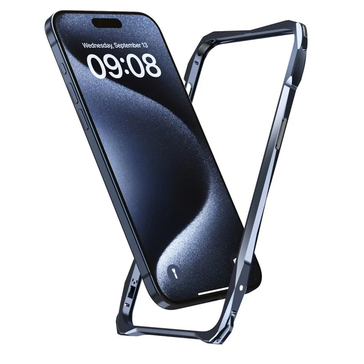 LUPHIE For iPhone 15 Protective Bumper Frame Metal Drop-proof Smart Phone Frame Case