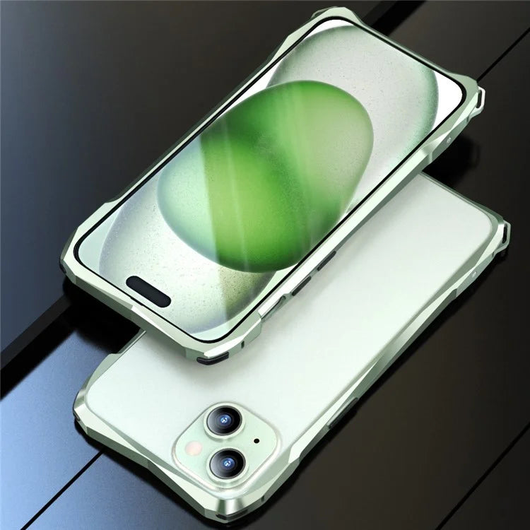 LUPHIE For iPhone 15 Protective Bumper Frame Metal Drop-proof Smart Phone Frame Case