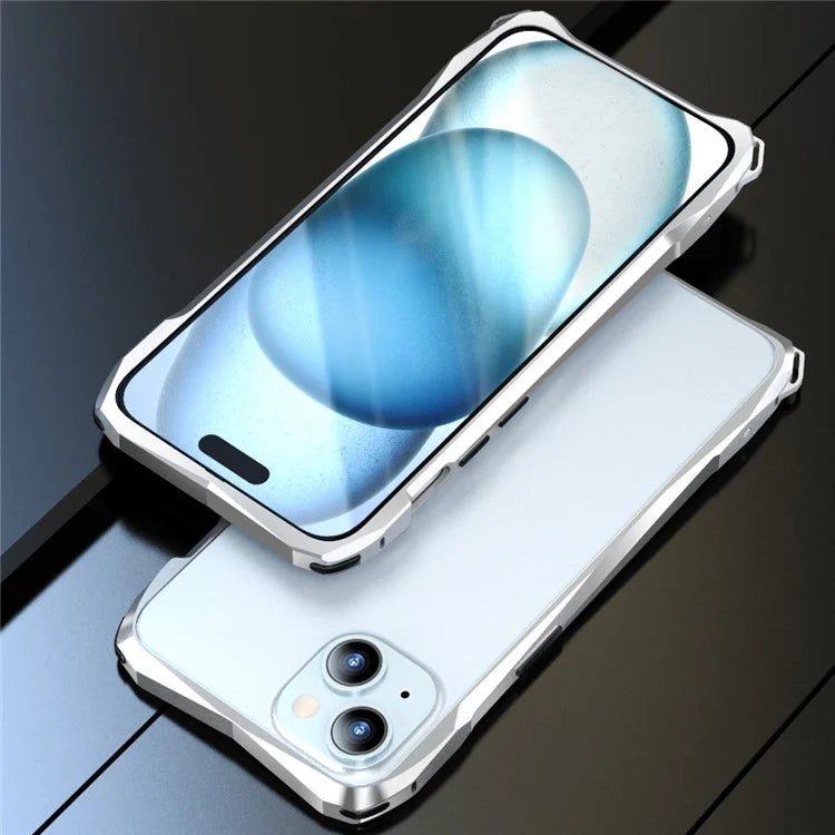 LUPHIE For iPhone 15 Protective Bumper Frame Metal Drop-proof Smart Phone Frame Case
